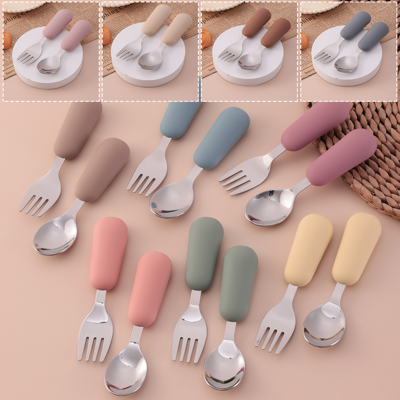 Baby Food Utensils Set - Warna Anak 2 Buah Sendok Garpu