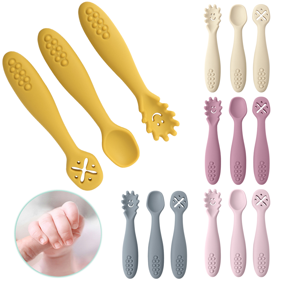 Baby Food Utensils Set - 3 Buah Sendok Garpu Silikon untuk