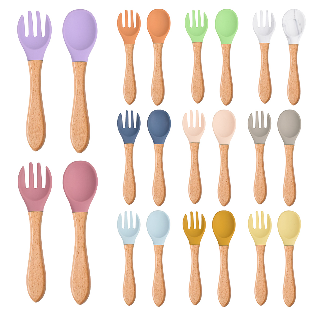 Baby Food Utensils Set - 2 Buah/Set Sendok Garpu Silikon Bayi