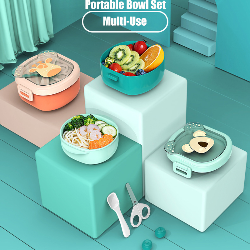 Baby Food Scissors - Peralatan makan anak-anak portabel, set mangkuk