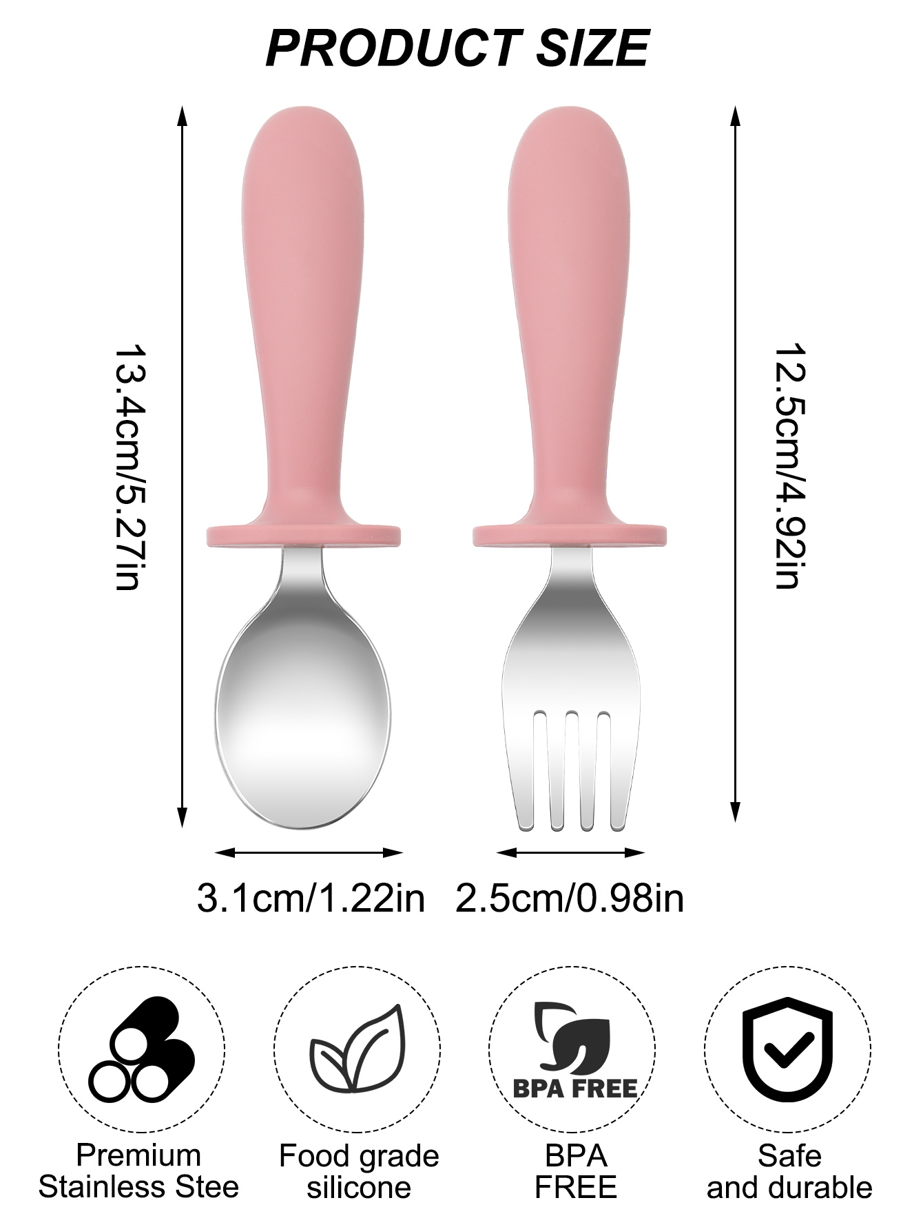 2 Buah Set Sendok Garpu Baja T - Baby Food Utensils Set ulasan dan harga