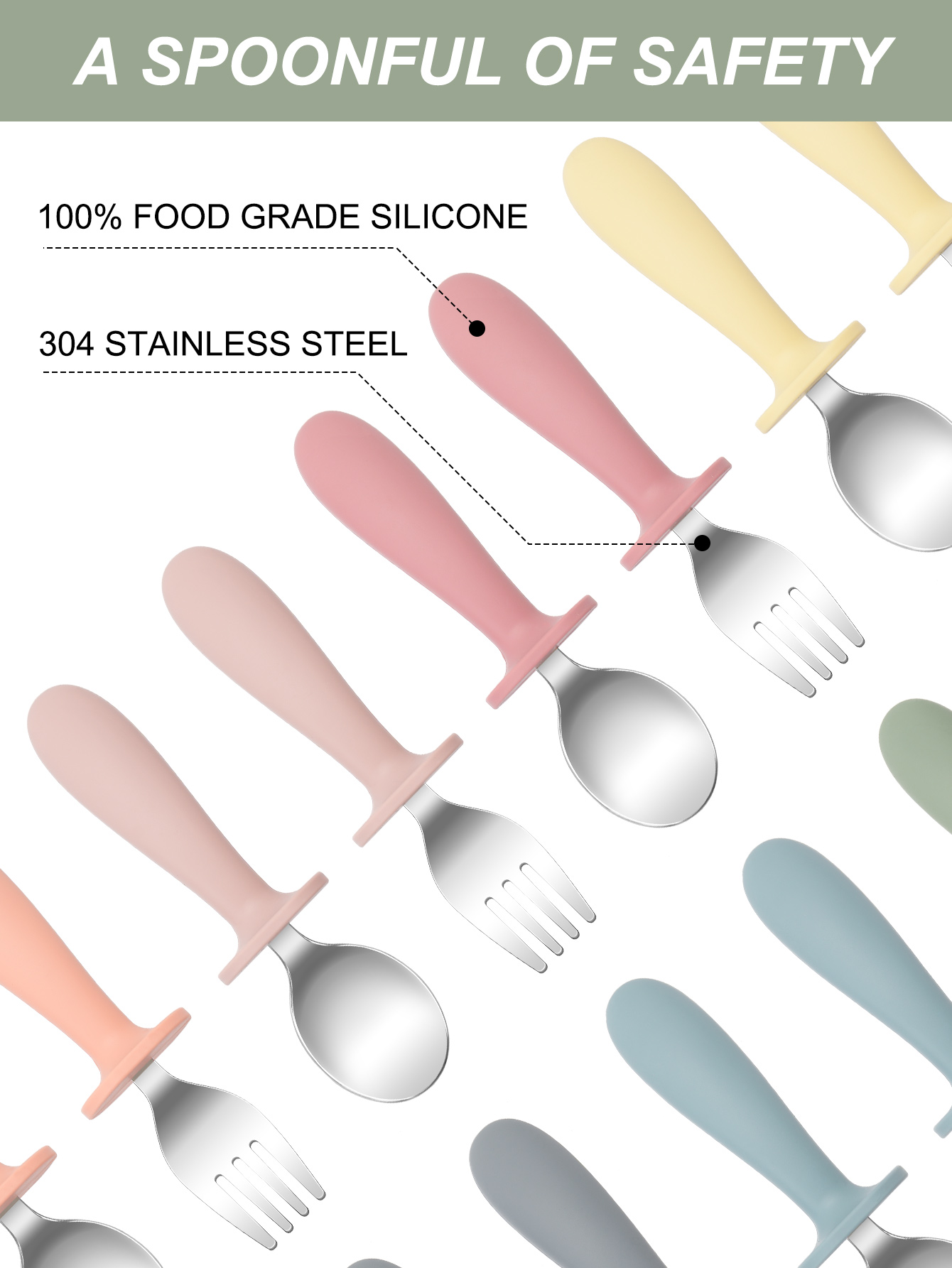 2 Buah Set Sendok Garpu Baja T - Baby Food Utensils Set ulasan dan harga