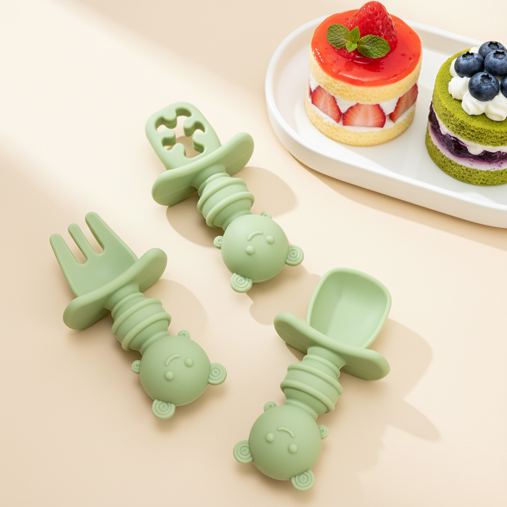 3pcs Set Sendok & Garpu Lebah  - Baby Food Utensils Set ulasan dan harga